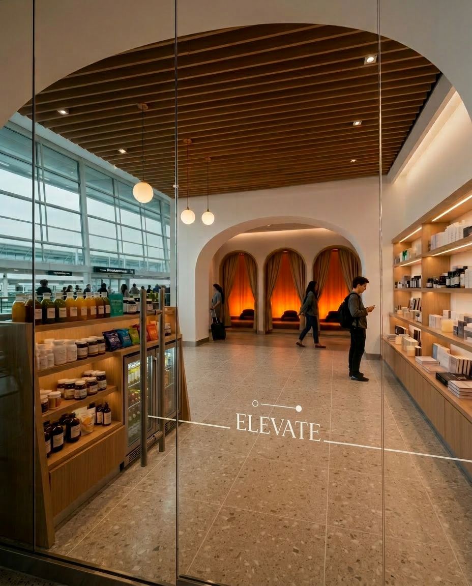 Curated wellness food and beverage products on Elevate retail shelves